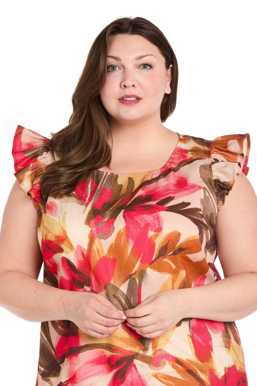 Plus Size Dresses Plus Size Short Floral Cocktail Dress Coral/Sand