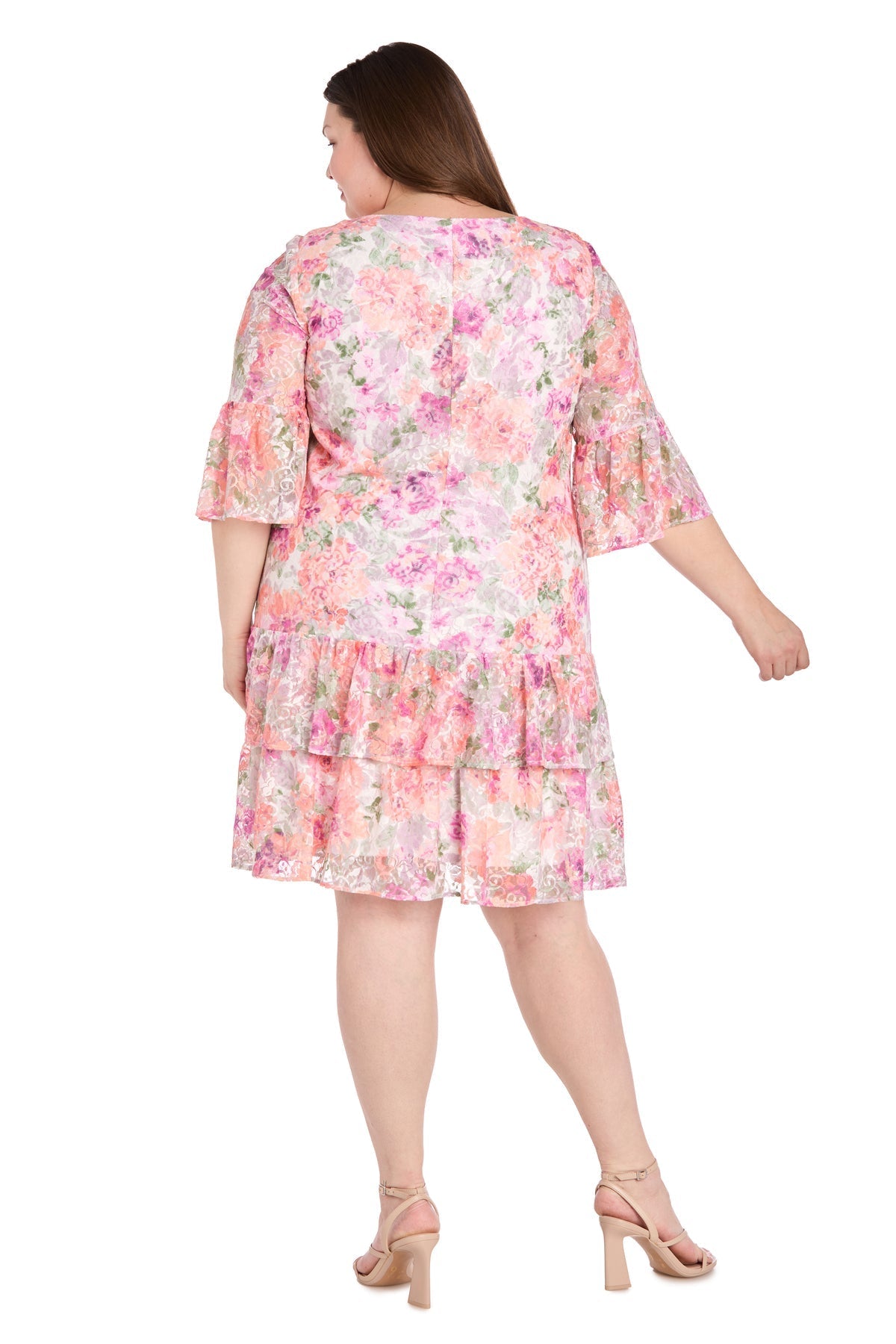 Plus Size Dresses Short Floral Lace Plus Size Cocktail Dress Ivory/Blossom