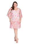 Plus Size Dresses Short Floral Lace Plus Size Cocktail Dress Ivory/Blossom