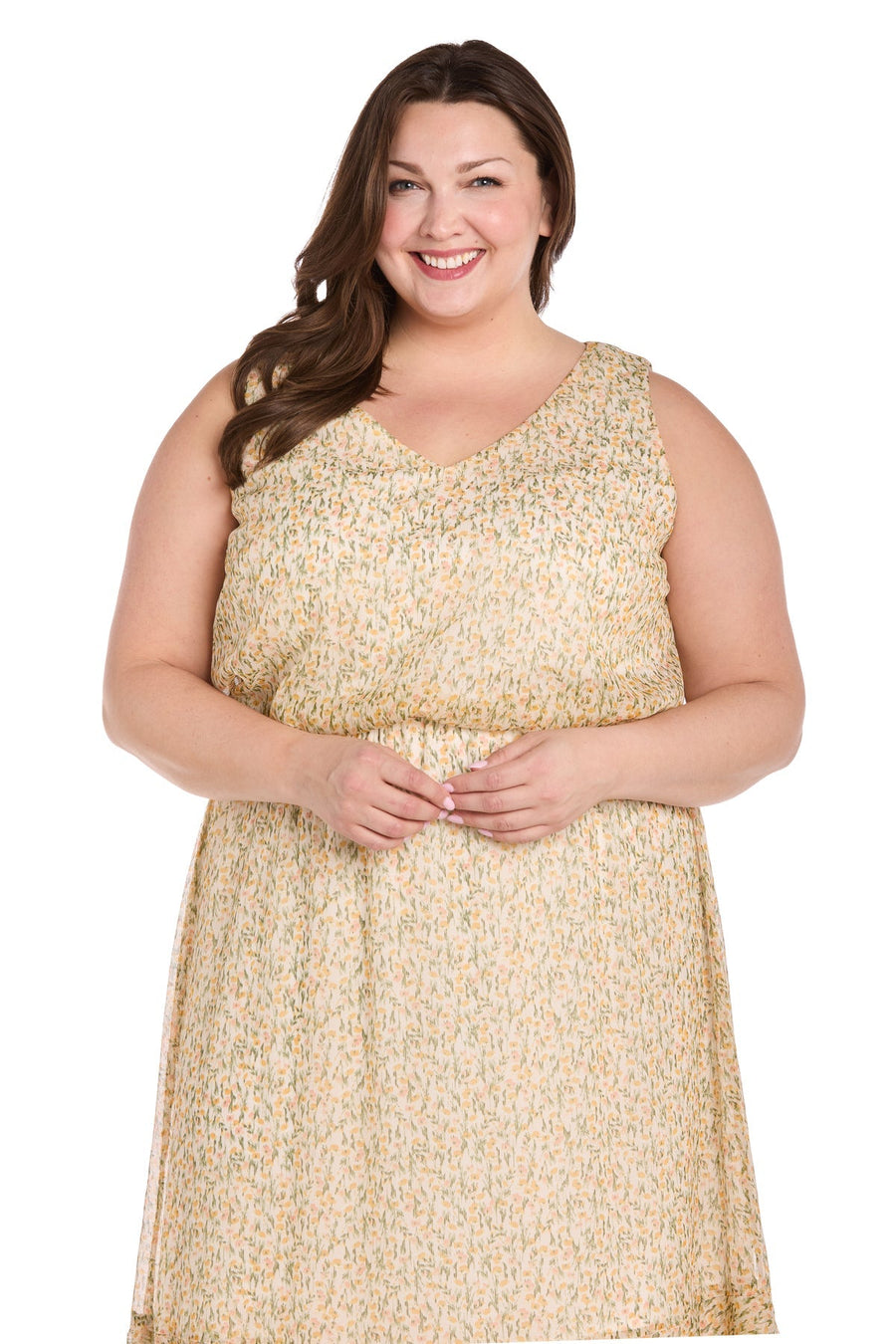 Plus Size Dresses Plus Size Floral Print Maxi Dress Yellow