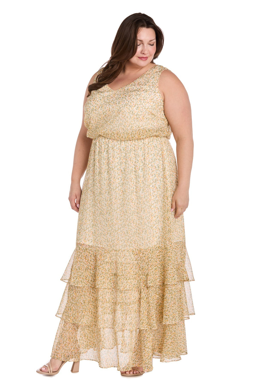Plus Size Dresses Plus Size Floral Print Maxi Dress Yellow