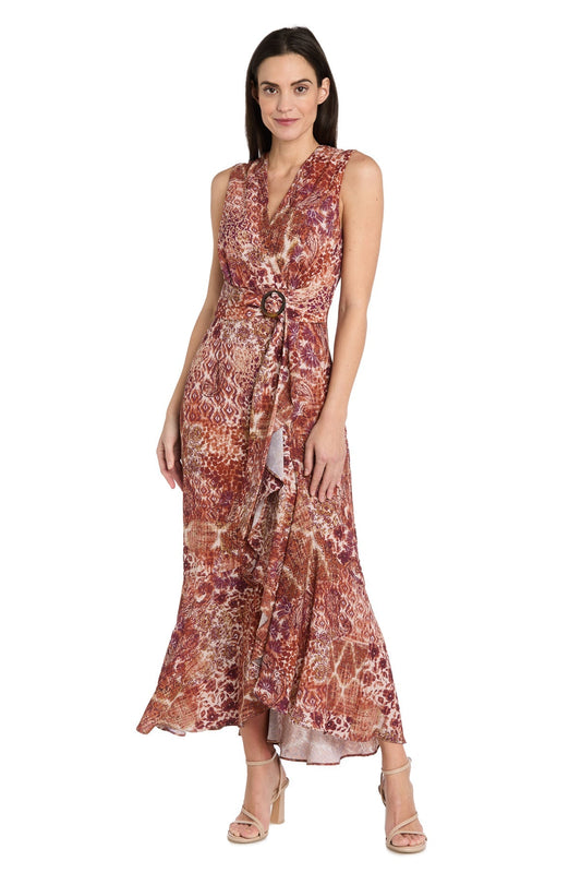 Formal Dresses Long Formal Printed A Line Maxi Dress Brown