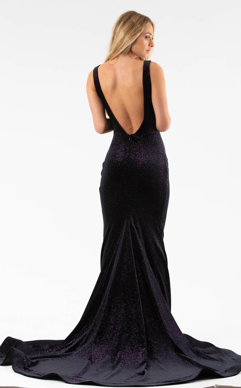 Prom DressesProm Fitted Long Metallic Formal Dress Black