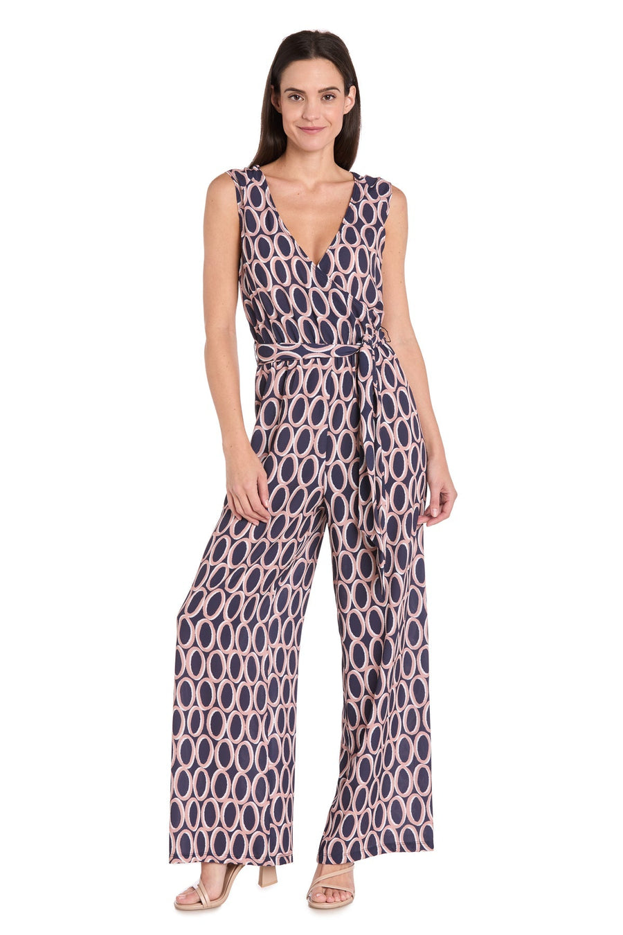 Jumpsuit Long Formal Printed Jumpsuit Navy/Tan