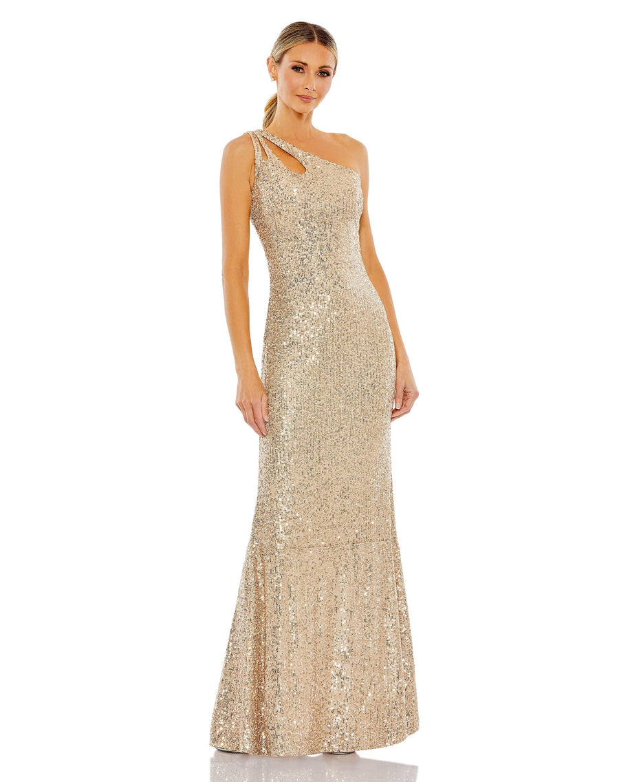 Mac Duggal 42029 Long One Shoulder Fitted Prom Gown