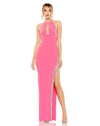 Prom Dresses Long Halter Fitted Prom Gown Candy Pink