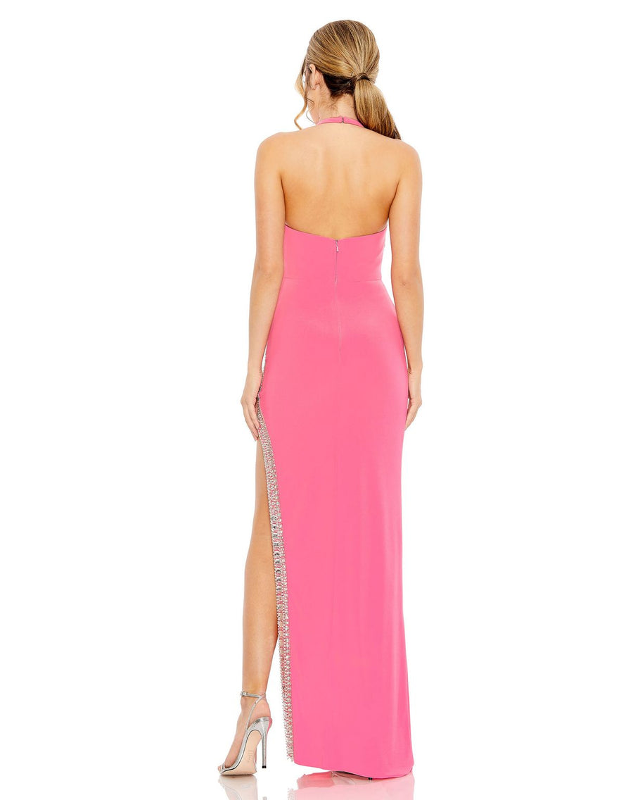 Prom Dresses Long Halter Fitted Prom Gown Candy Pink
