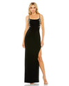 Formal Dresses Long Embellished Ruched Open Bank Column Dress Black