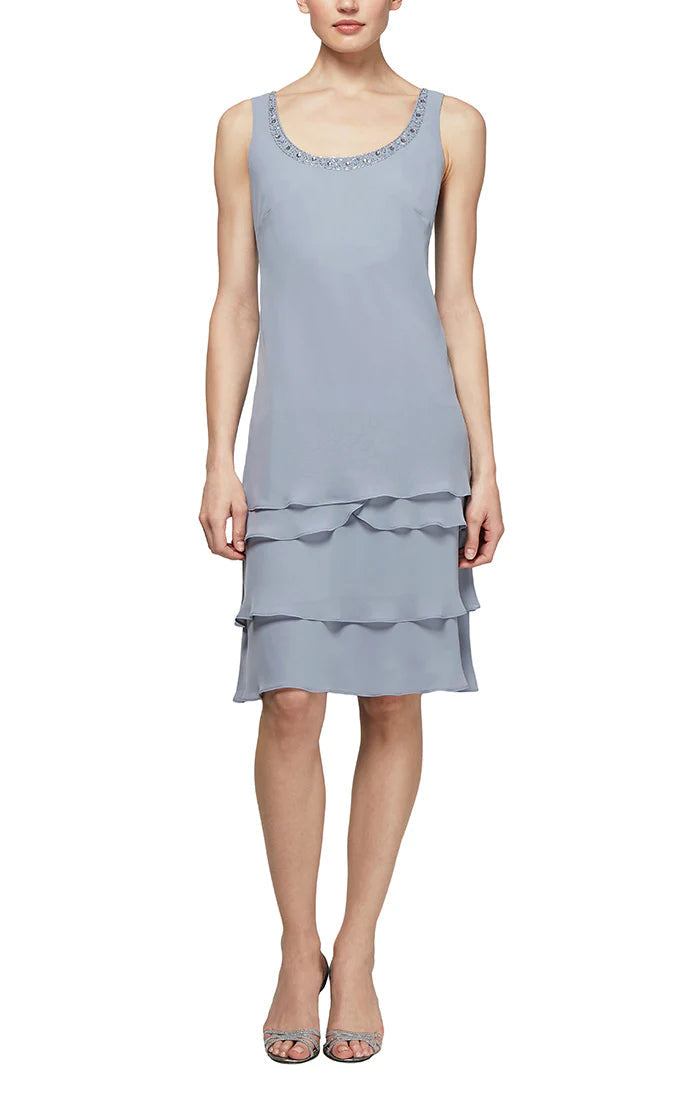 Mother of the Bride Dresses Tiered Jacket Short Dress Concrete