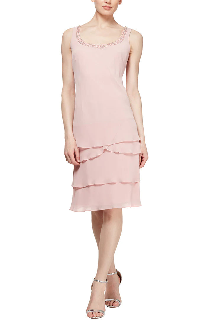 Mother of the Bride Dresses Tiered Jacket Short Dress Faded Rose