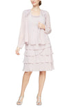 Mother of the Bride Dresses Tiered Jacket Short Dress Lavebder Frost