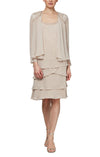 Mother of the Bride Dresses Tiered Jacket Short Dress Winter Ivory
