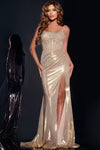 Prom Dresses Beaded Corset  Long Formal Fitted Prom Dress Gold