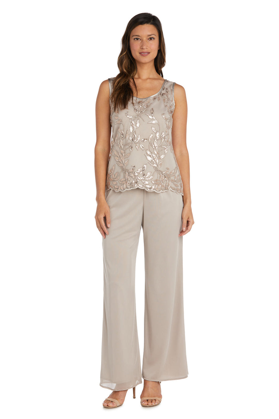 Pant Suit Three Piece Sequin Pant Suit Jacket Set Champagne