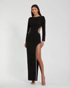 Formal Dresses Beaded Long Sleeve Fitted Evening Formal Dress Black