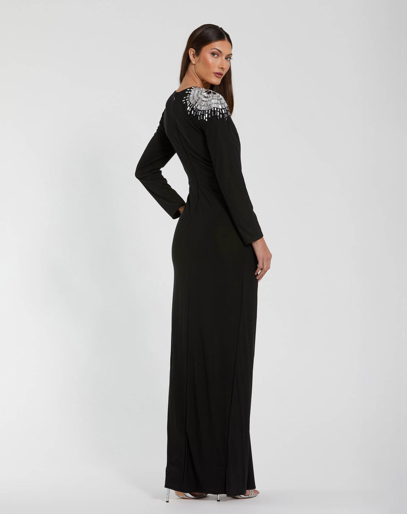 Formal Dresses Fitted Long Sleeve Formal Evening Dress Black