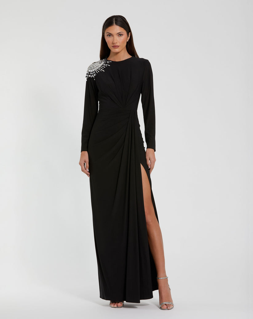 Formal Dresses Fitted Long Sleeve Formal Evening Dress Black