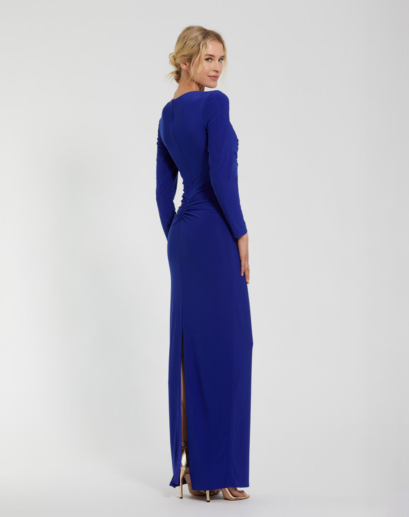 Formal Dresses Long Sleeve Formal Evening Fitted Dress Cobalt