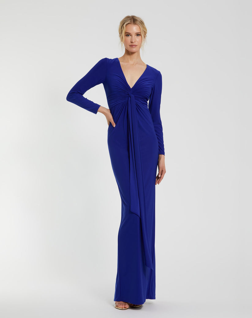 Formal Dresses Long Sleeve Formal Evening Fitted Dress Cobalt