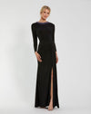 Formal Dresses Beaded Long Sleeve Prom Formal Dress Black