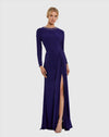 Formal Dresses Beaded Long Sleeve Prom Formal Dress Indigo