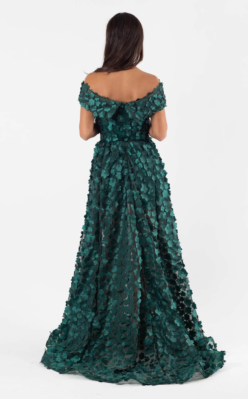 Prom Dresses A Line Long Formal Floral Prom Dress Hunter