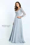 Formal Dresses A Line Beaded Formal Long Sleeve Evening Dress Blue Haze