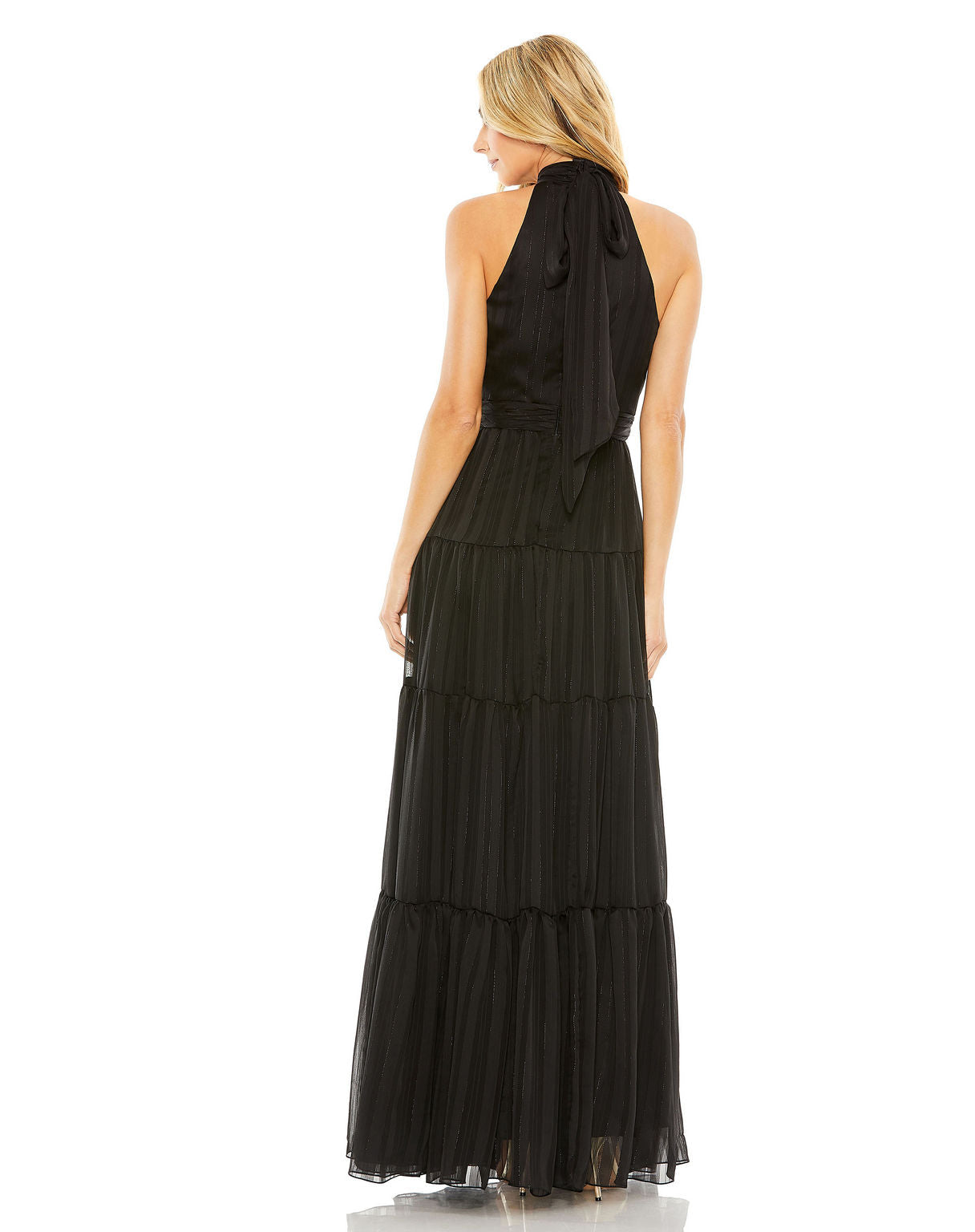 Formal Dresses Long Halter Tiered Formal Prom Dress Black