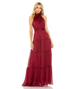 Formal Dresses Long Halter Tiered Formal Prom Dress Burgundy