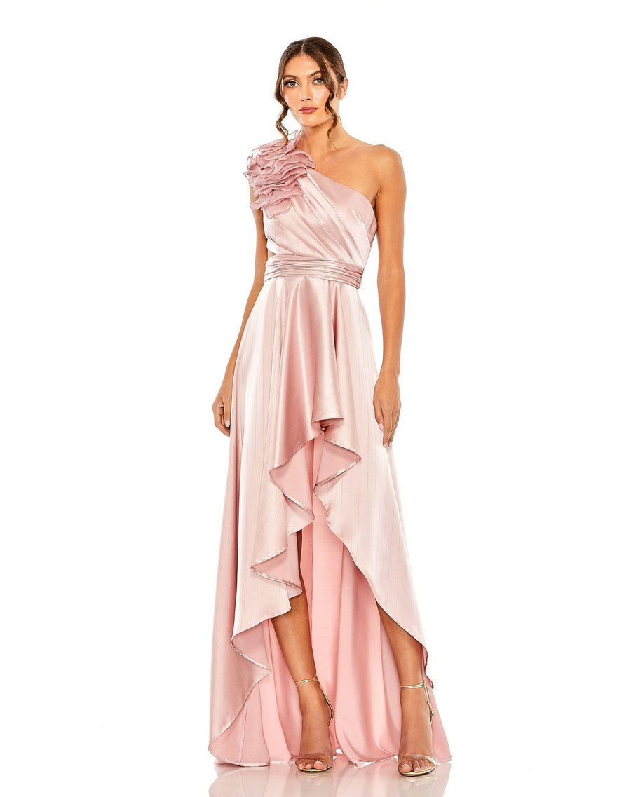 Prom Dresses High Low One Shoulder Prom Dress Rose