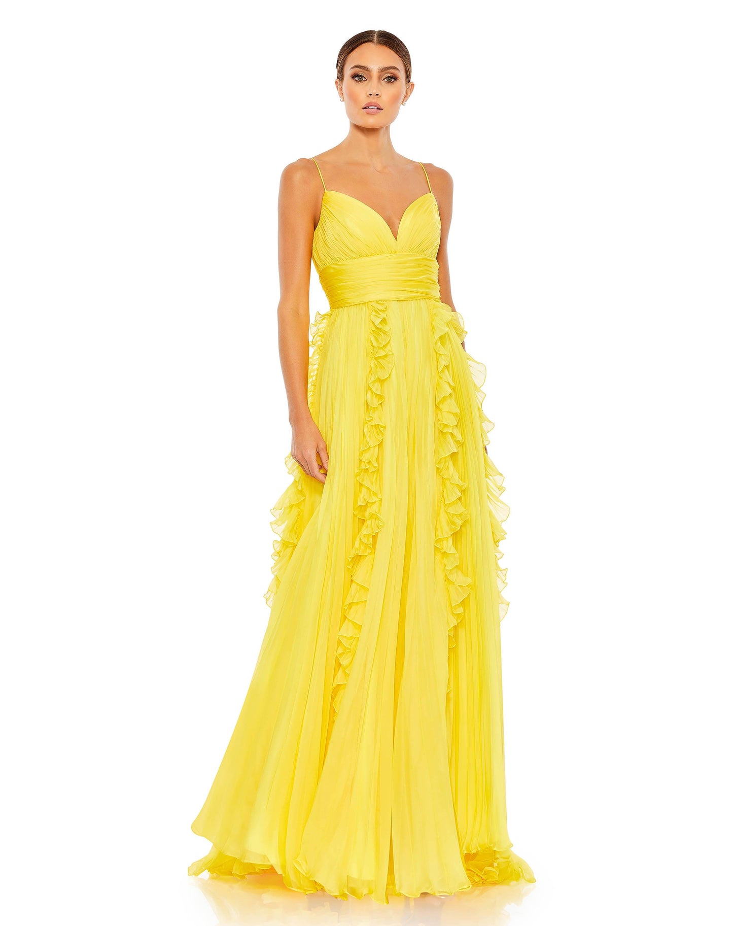 Prom Dresses Long Pleated Formal Prom Ruffle Dress Sunshine