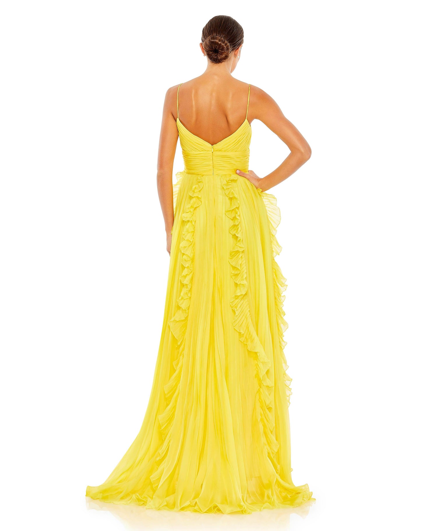 Prom Dresses Long Pleated Formal Prom Ruffle Dress Sunshine