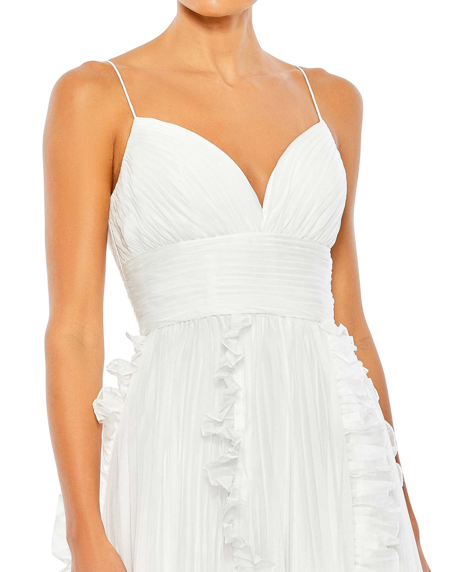 Prom Dresses Long Pleated Formal Prom Ruffle Dress White