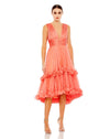 Cocktail Dresses Short Ruffle A Line Cocktail Midi Dress Coral