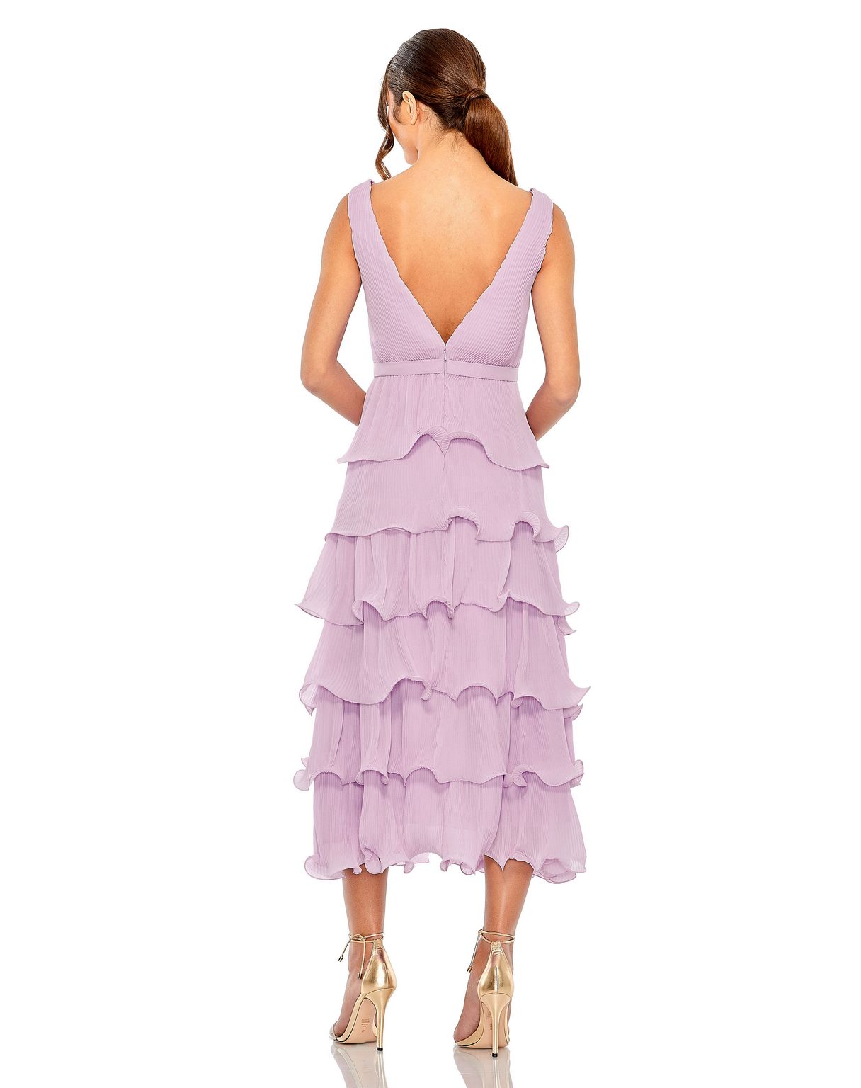 Formal Dresses Layered Ruffle Formal Midi Dress Orchid