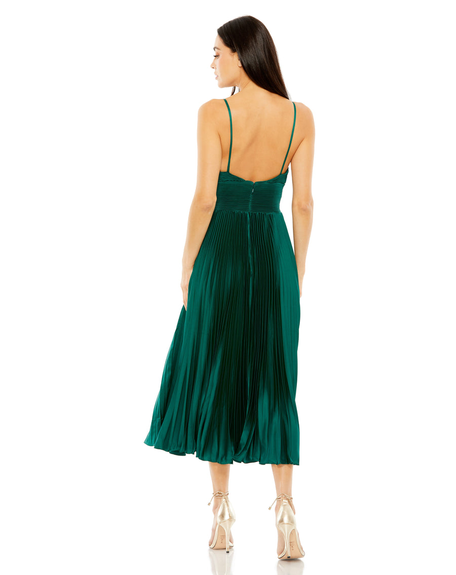 Cocktail Dresses A Line Cocktail Pleated Midi Length Dress Emerald