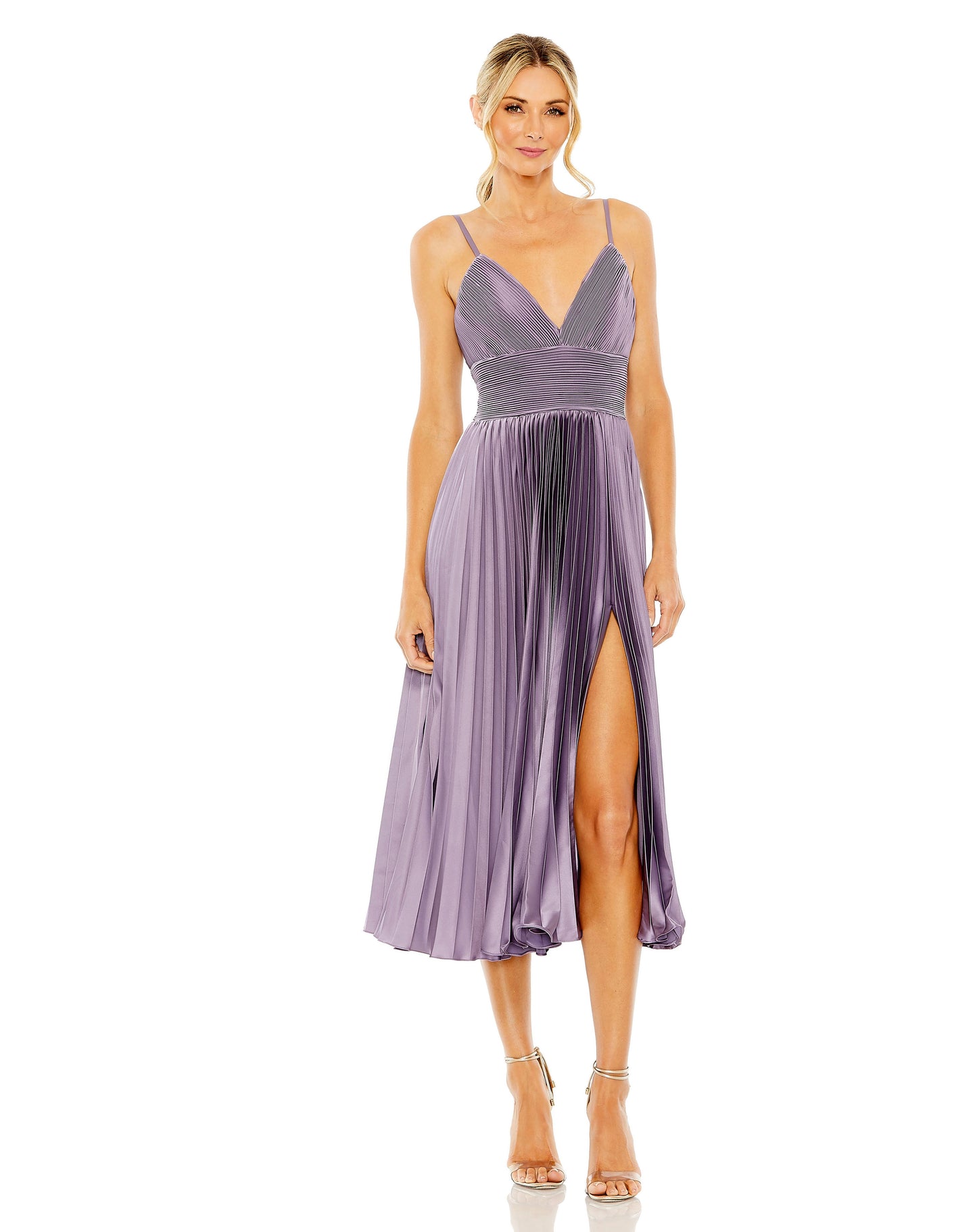 Cocktail Dresses A Line Cocktail Pleated Midi Length Dress Vintage Lilac