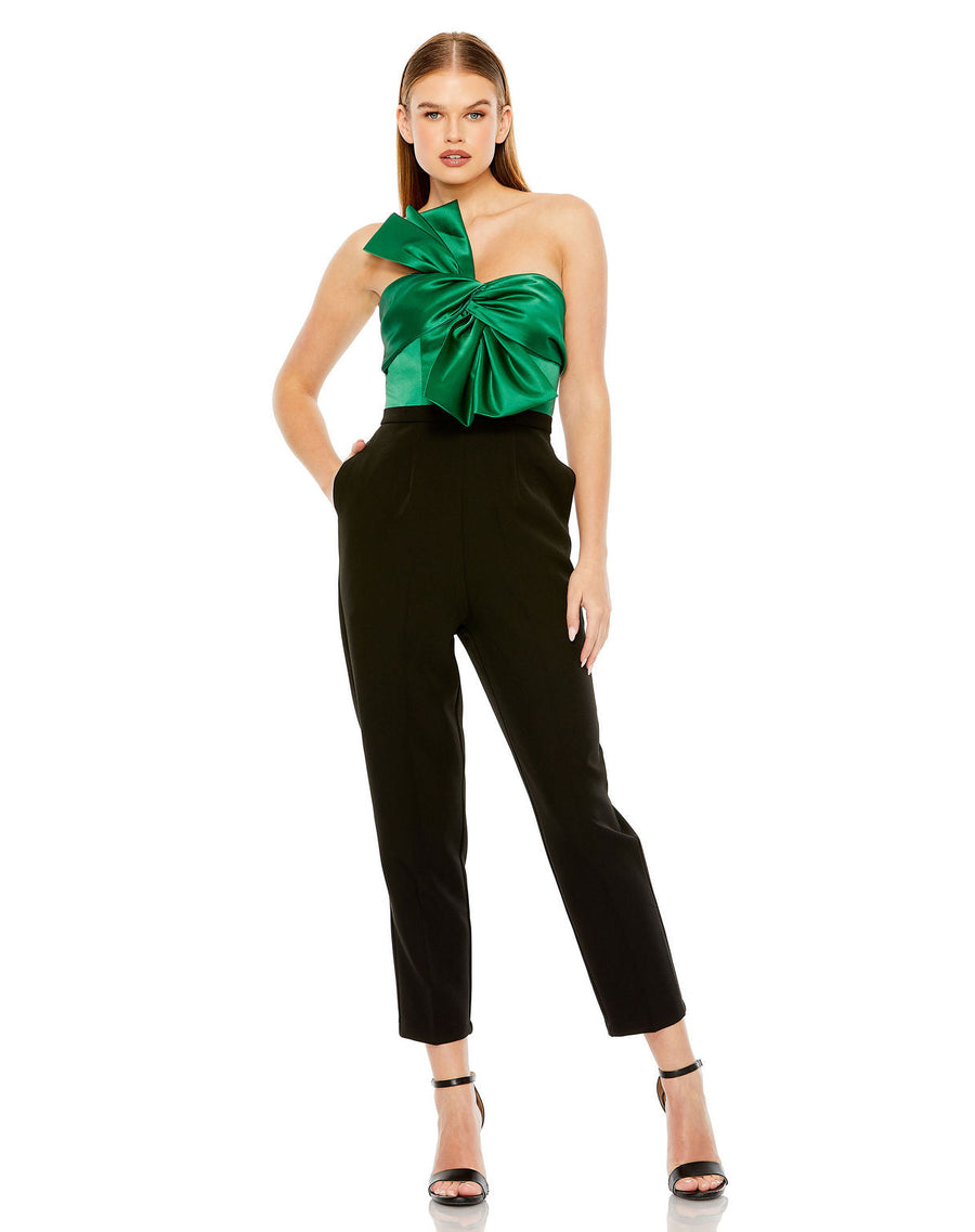 Jumpsuit Long Oversized Bow Formal Jumpsuit Emerald