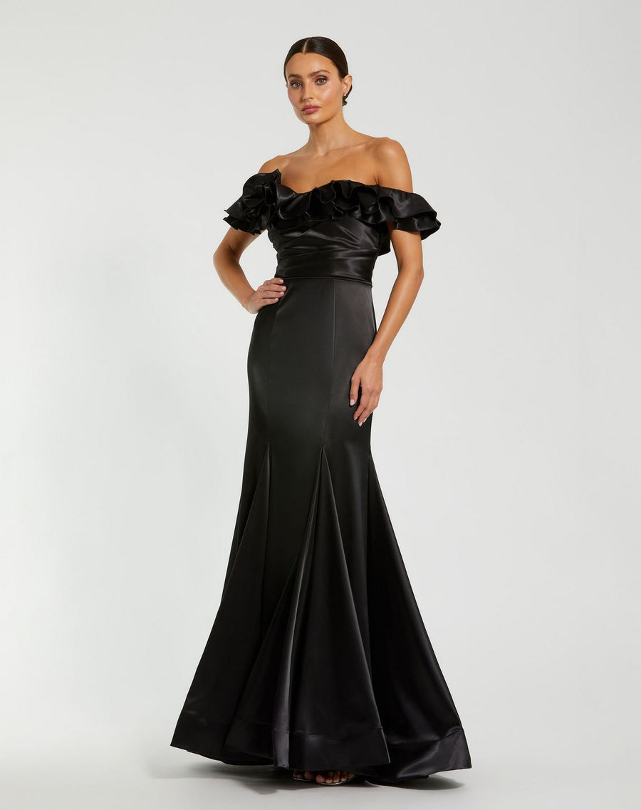 Formal Dresses Long Ruffle Mermaid Formal Prom Dress Black