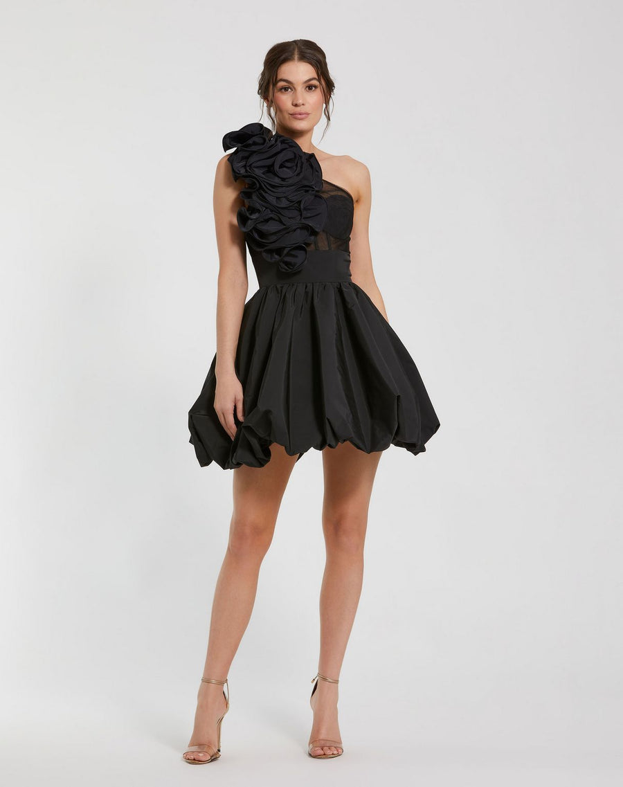 Cocktail Dresses Short Ruffle Cocktail Bubble Mini Dress Black