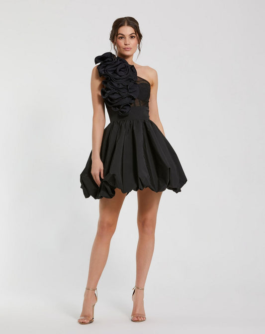 Cocktail Dresses Short Ruffle Cocktail Bubble Mini Dress Black