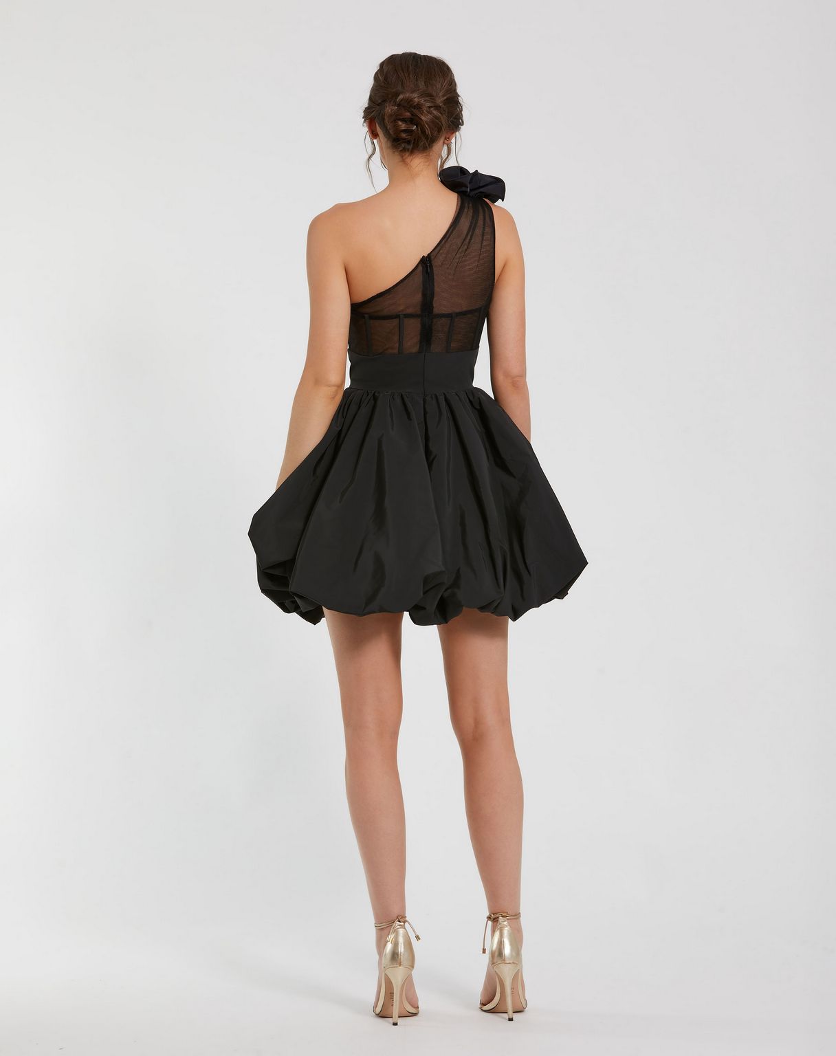 Cocktail Dresses Short Ruffle Cocktail Bubble Mini Dress Black