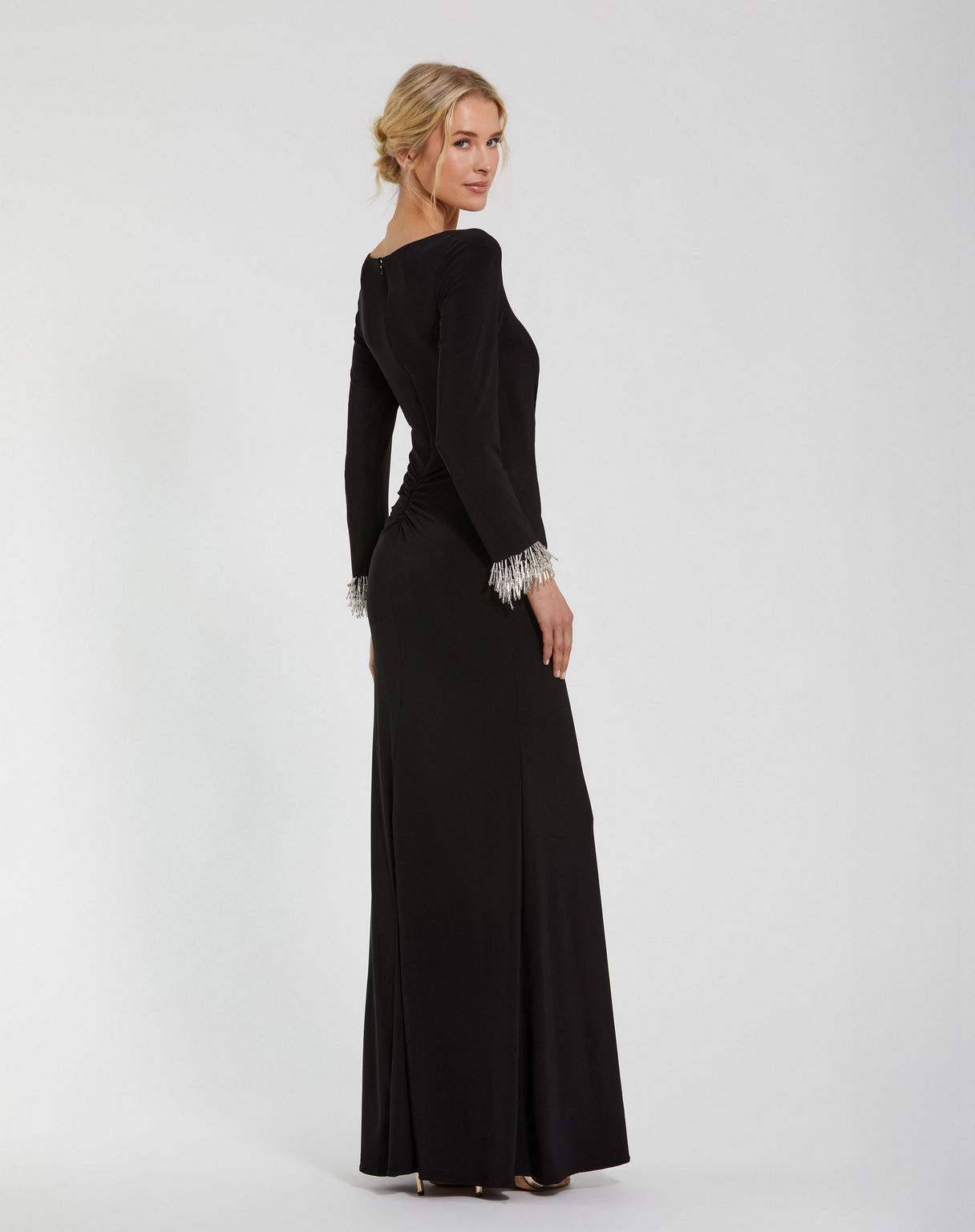 Formal Dresses Long Sleeve Formal Prom Beaded Dress Black