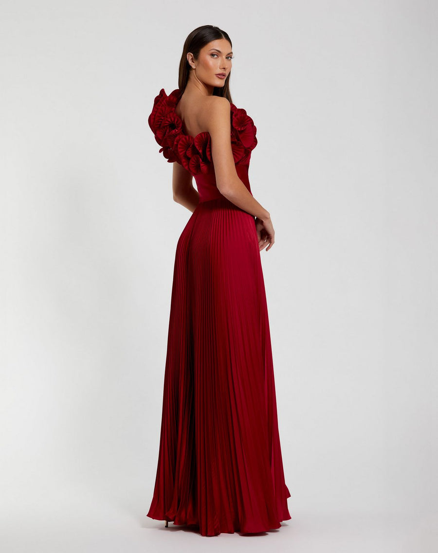 Formal Dresses Long Pleated Ruffle Formal Prom Dress Red