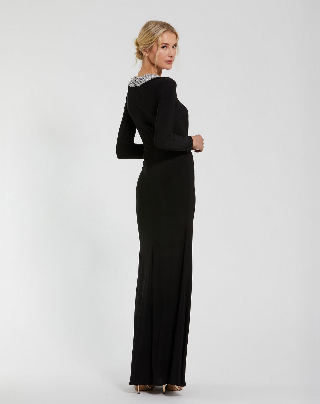 Formal Dresses Long Fitted Formal Prom Beaded Dress Black