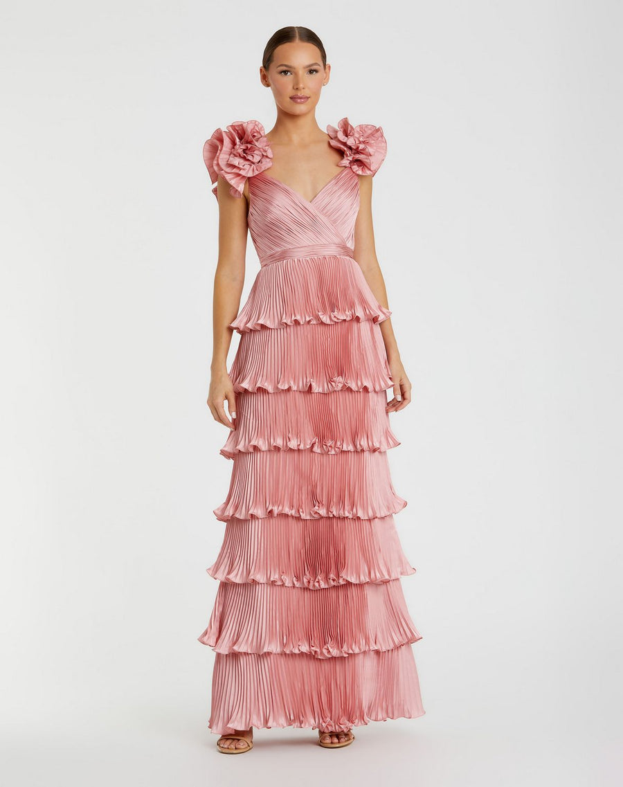 Prom Dresses Long Formal Velvet Layered Prom Dress Rose