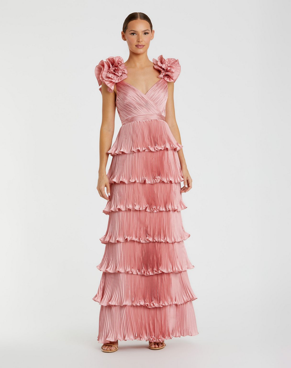 Prom Dresses Long Formal Velvet Layered Prom Dress Rose