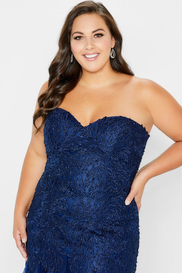 Formal Dresses Long Formal Lace Beaded Evening Dress Navy Blue