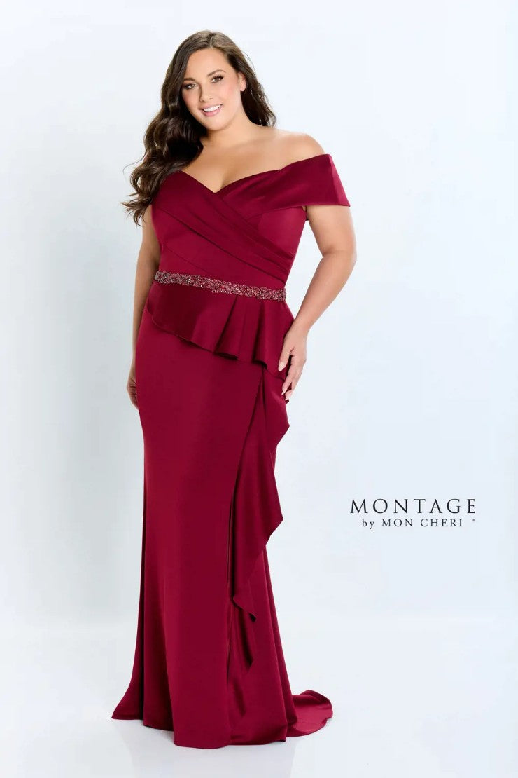 Formal Dresses Long Ruffle Slit Formal Evening Dress Bordeaux
