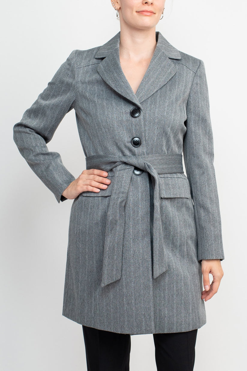 Pant Suit 3 Button Formal Two Piece Pant Suit HEATHER GREY BLACK